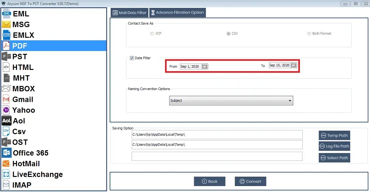 Note di loto convertitore NSF - Converti i file NSF in più formato file e client di posta elettronica media 6