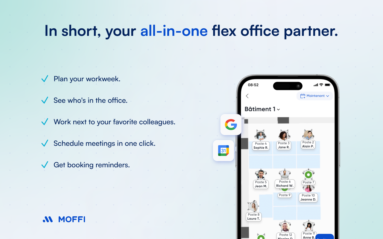 Moffi Desk Booking - Nieuwe bureau -boeking en WFH -tool op Google Workspace gratis media 6