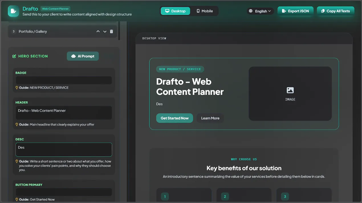 Drafto - Web Content Planner  gallery image