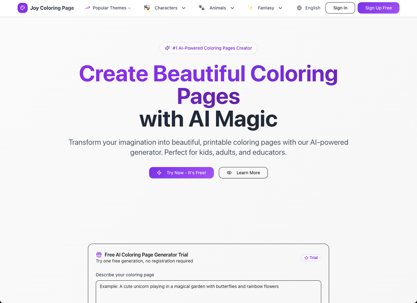 Pagina da colorare di gioia - Crea bellissime pagine da colorare immediatamente con AI Magic media 1