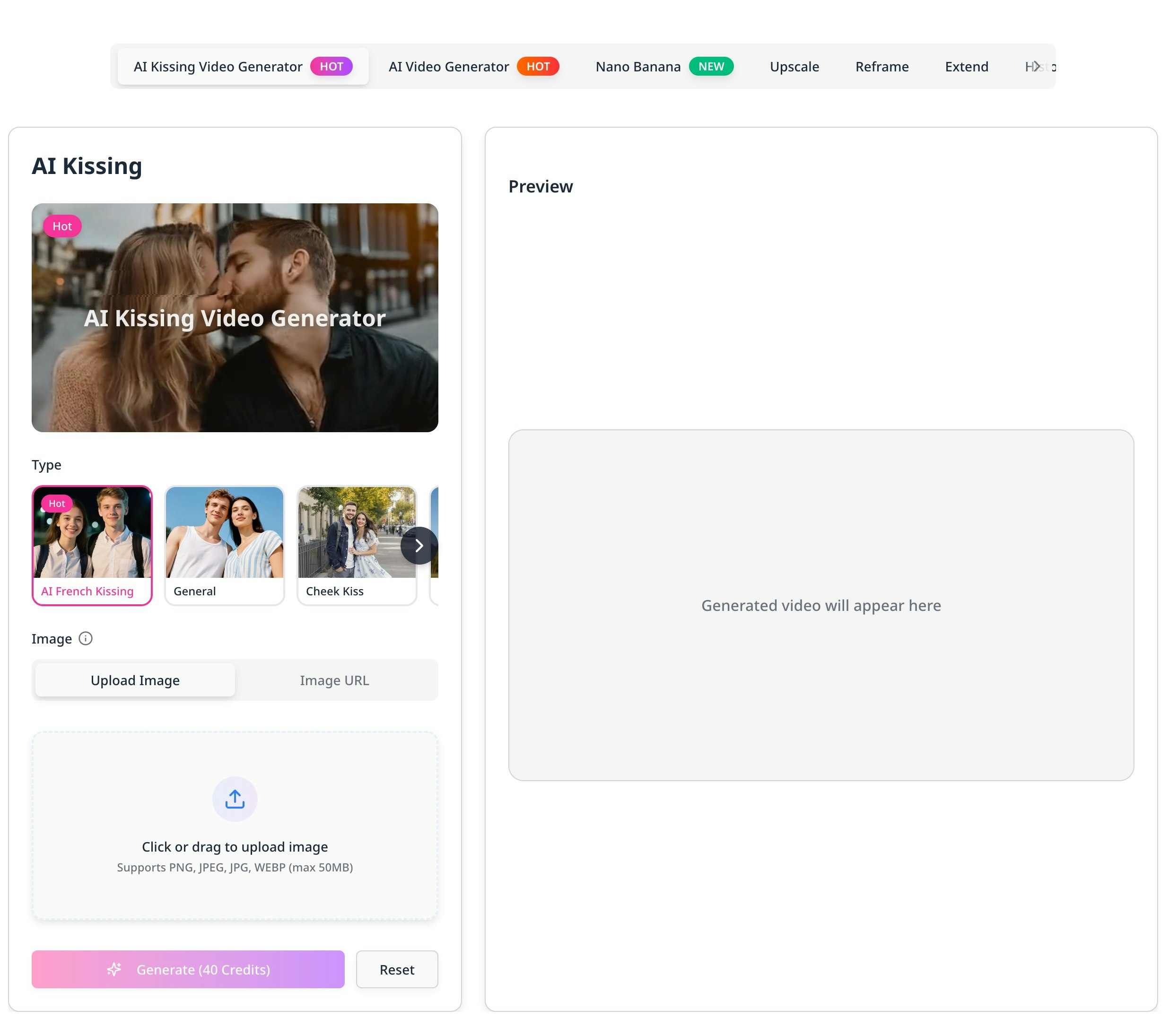 AI Kissing Video Generator  gallery image