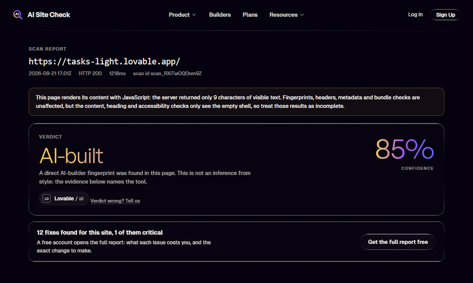 AI Site Check screenshot 2