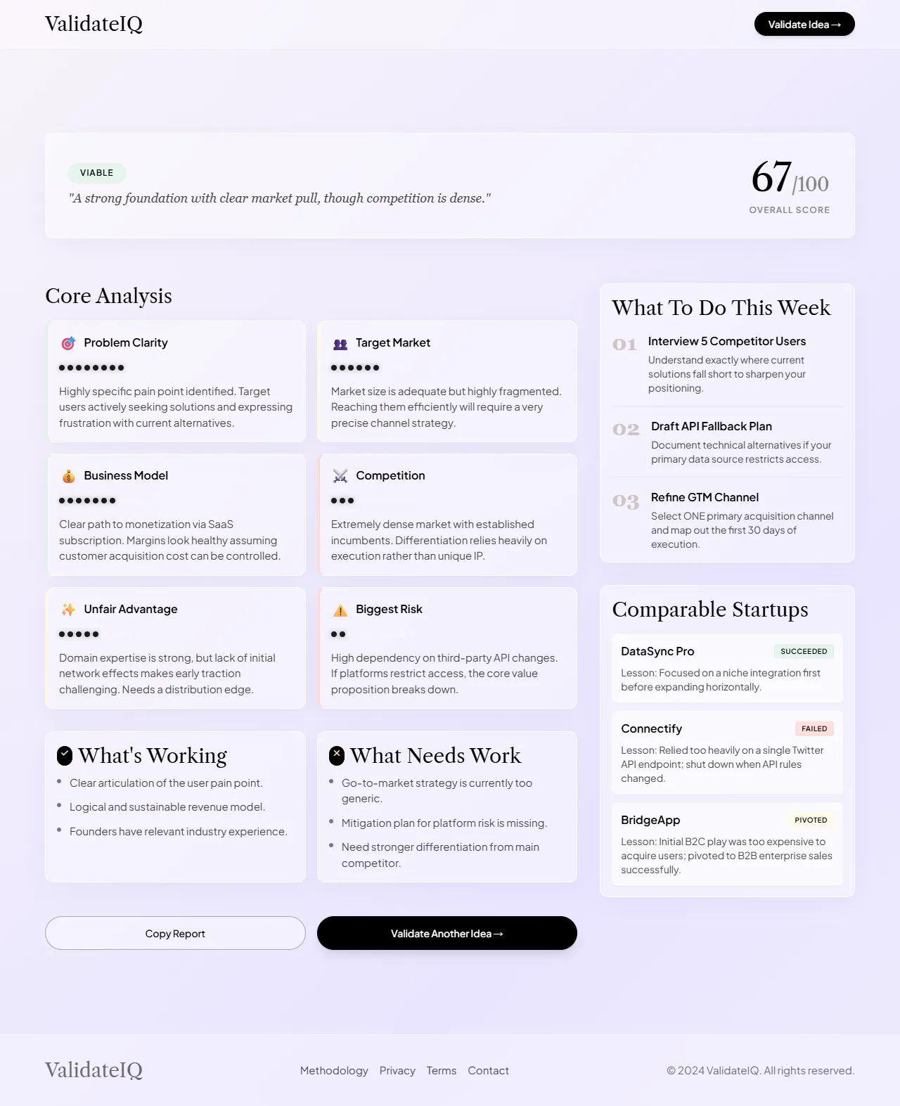 ValidateIQ — Will Your Startup Survive? gallery image