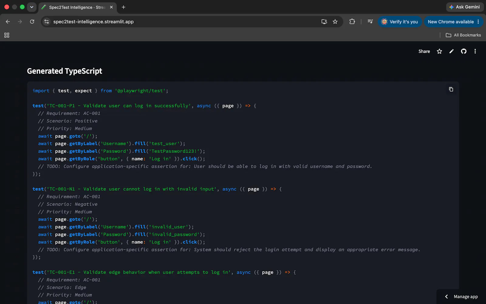 Spec2Test Intelligence screenshot 6