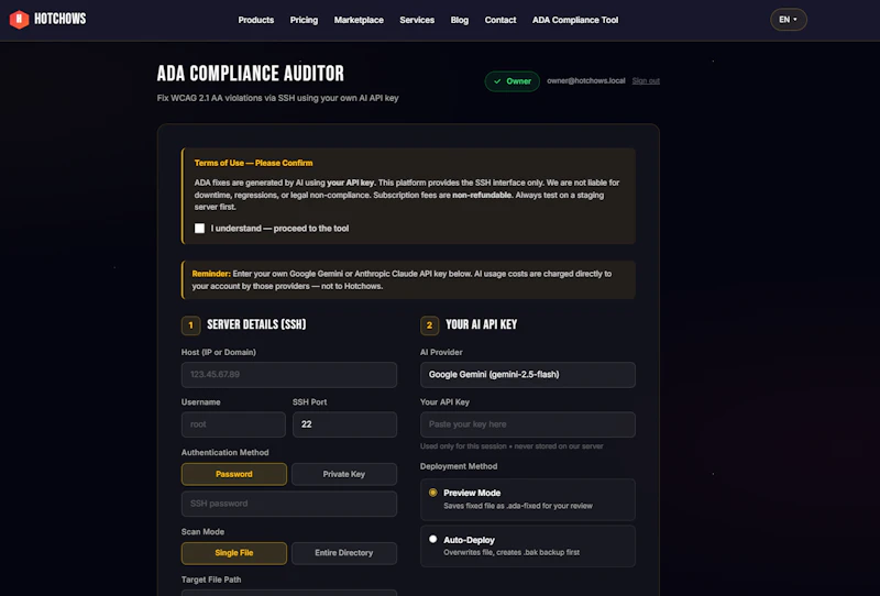 Automated ADA Web Compliance Tool screenshot 1