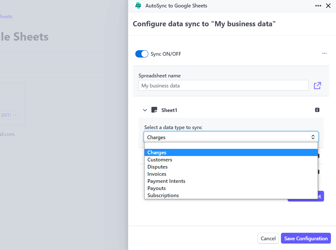 Google Sheats Stripe添加的AutoSync - 每天向Google表的自動合成條紋數據 media 2