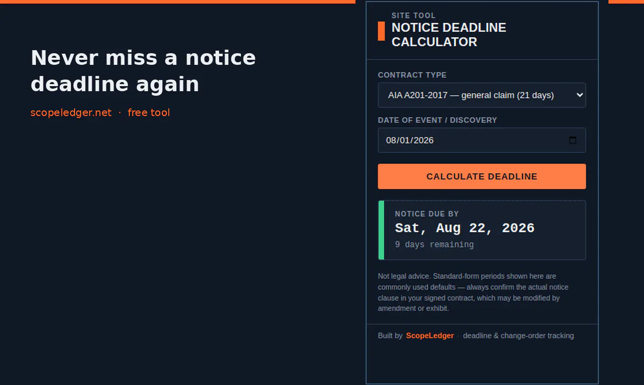 Notice Deadline Calculator screenshot