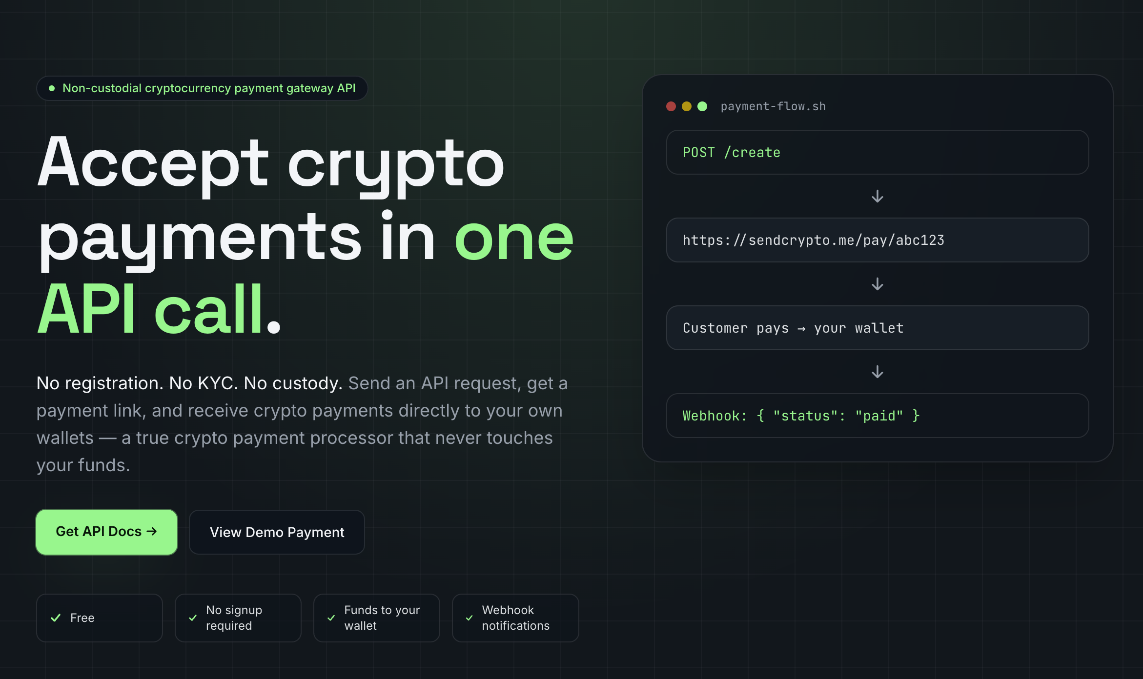 SendCrypto — 1-click API crypto gateway gallery image