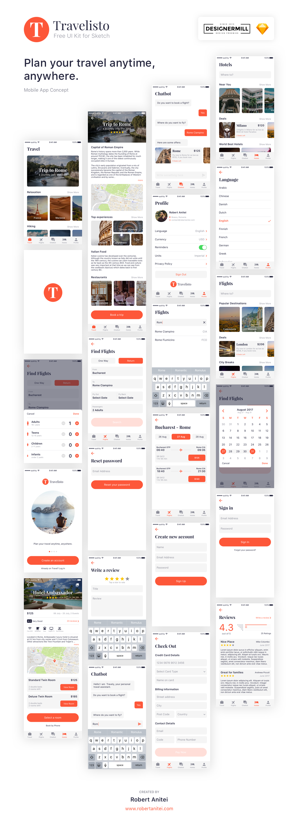 Travelisto Free UI Kit for Sketch gallery image