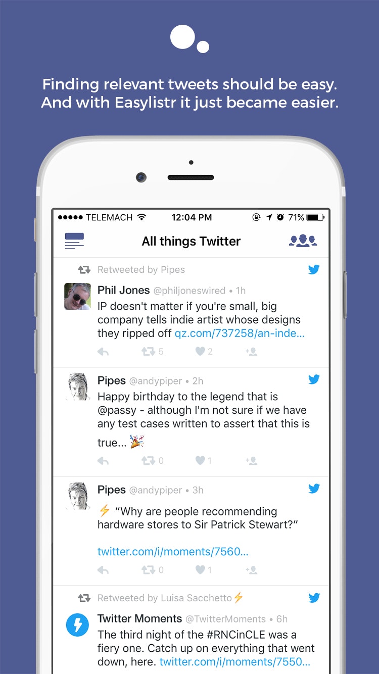 Easylistr iOS - Twitter lists made easy gallery image