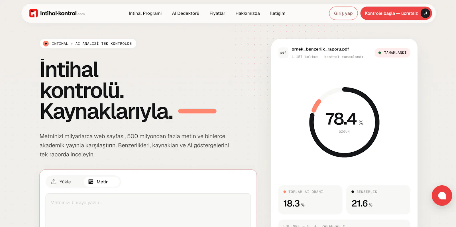 Intihal-Kontrol.com screenshot 1