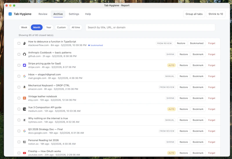 Tab Hygiene screenshot 2