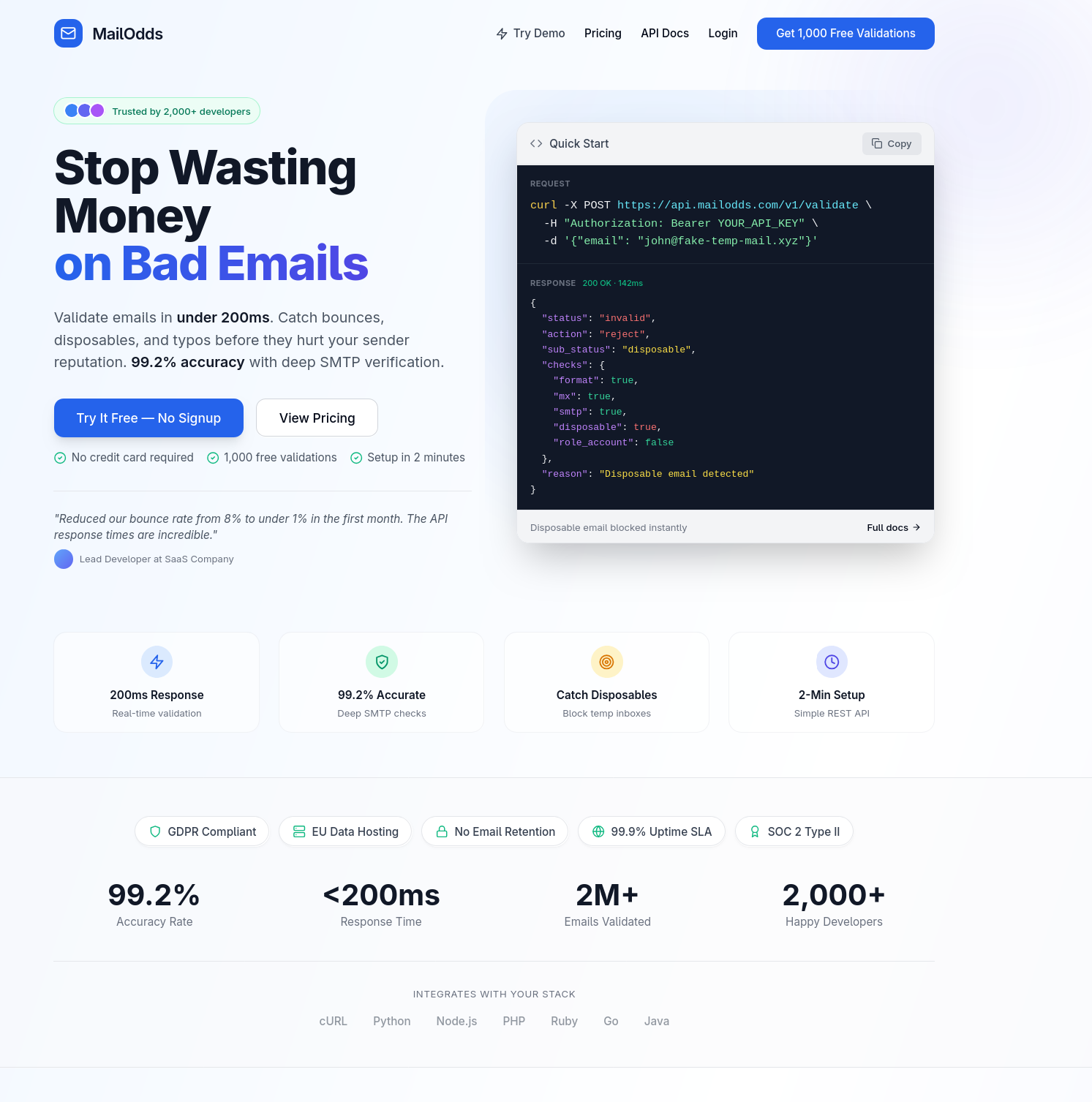 MailOdds - Main product screenshot demonstrating key features and user interface