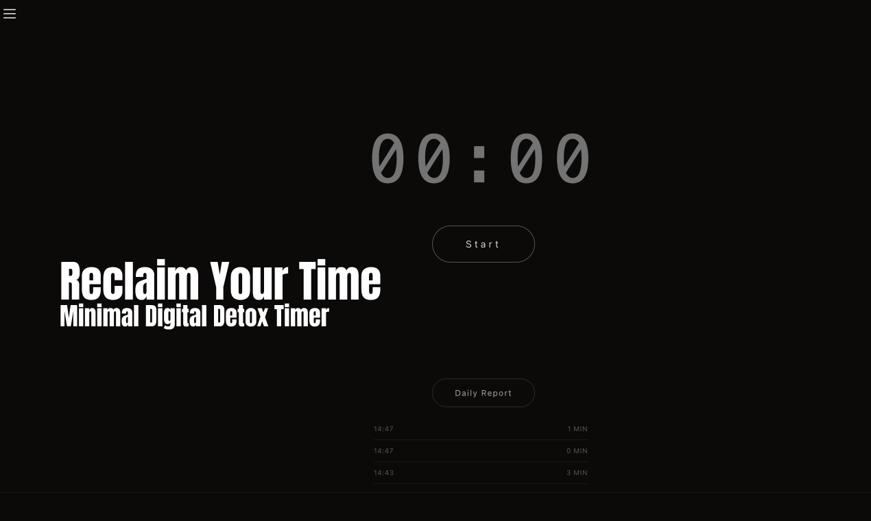 Screen Free Detox - Main product screenshot demonstrating key features and user interface
