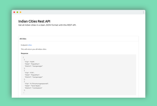Indian Cities Rest Api gallery image