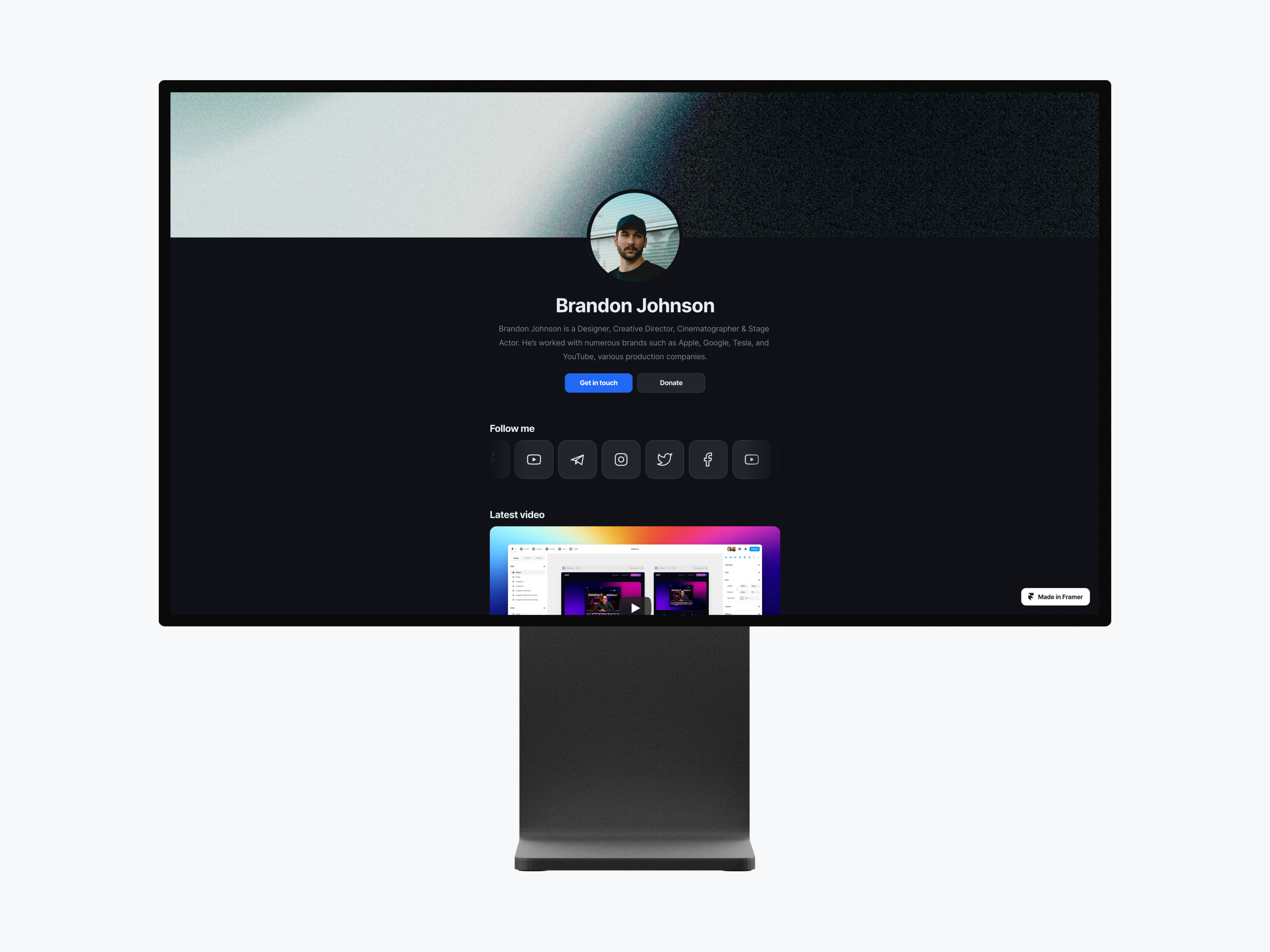 Origens - modelo de Framer media 3