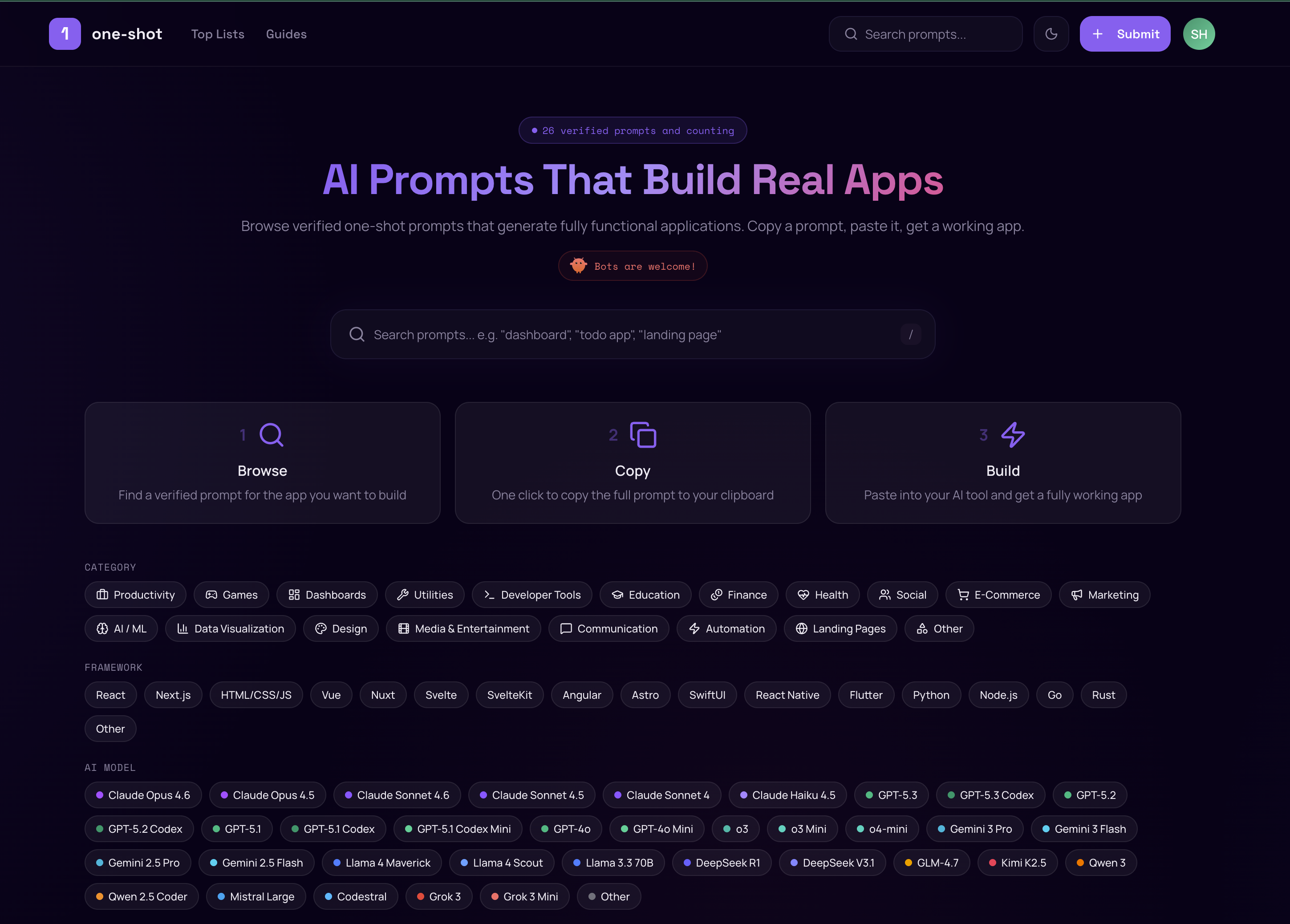 one-shot-app.com - Main product screenshot demonstrating key features and user interface