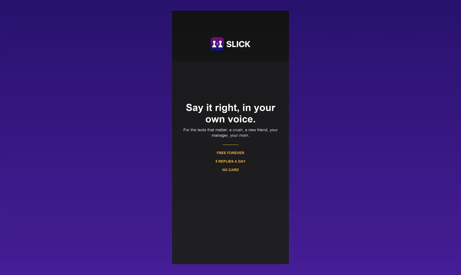 SLICK AI Texting screenshot 1