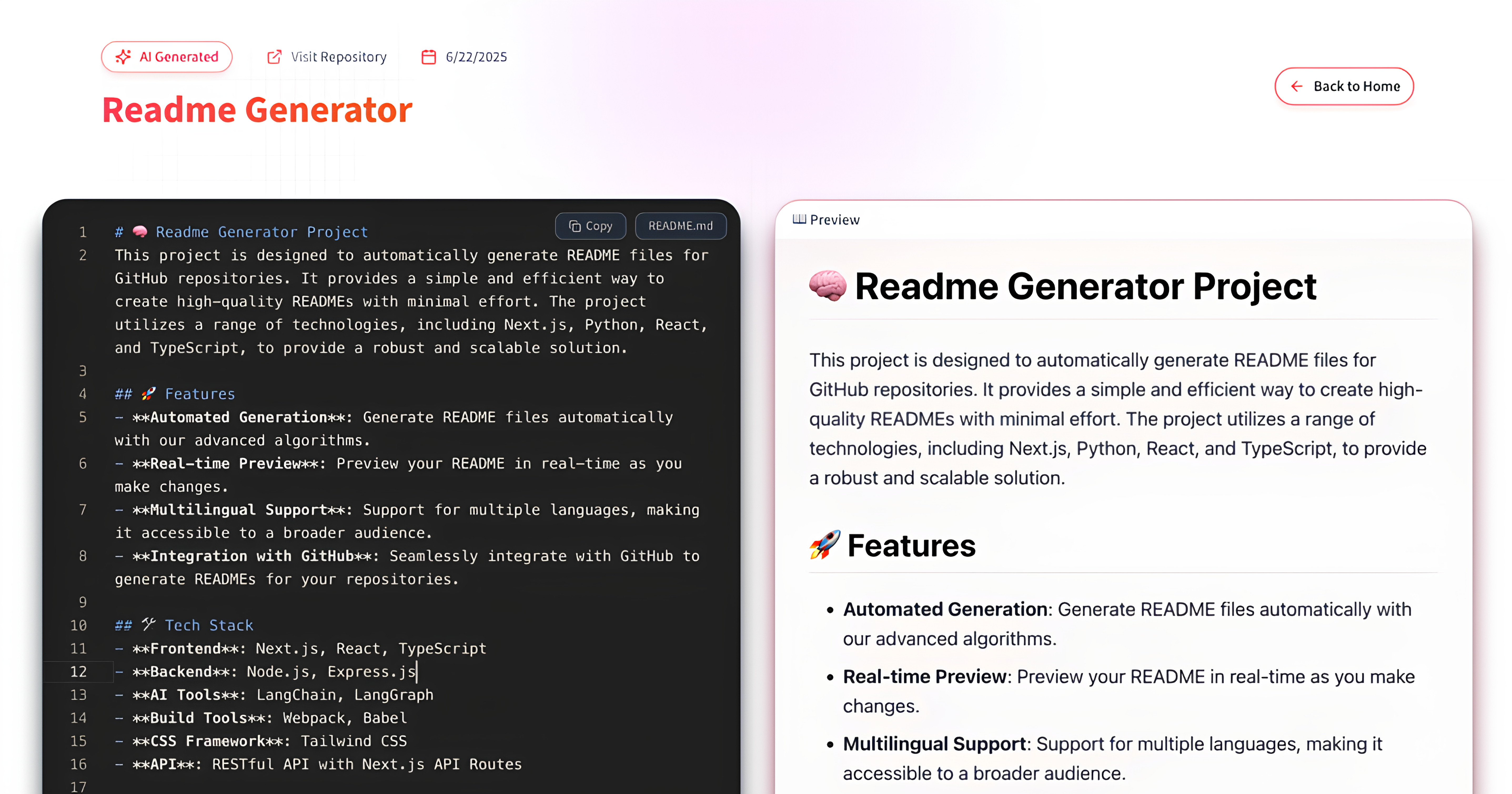 Readme.ai - Crea file di readme professionali senza sforzo in un clic. media 3