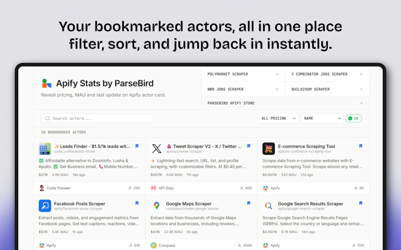 Apify Stats by ParseBird screenshot 3