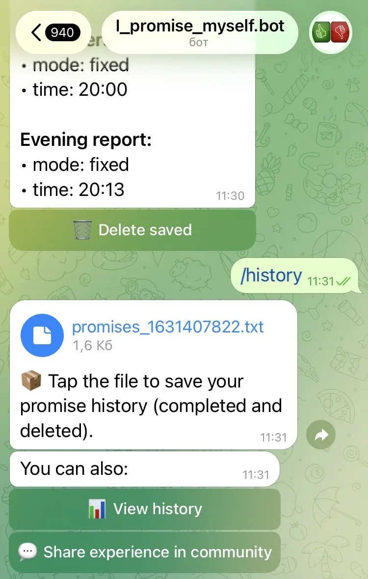 Promise Myself Telegram Bot gallery image