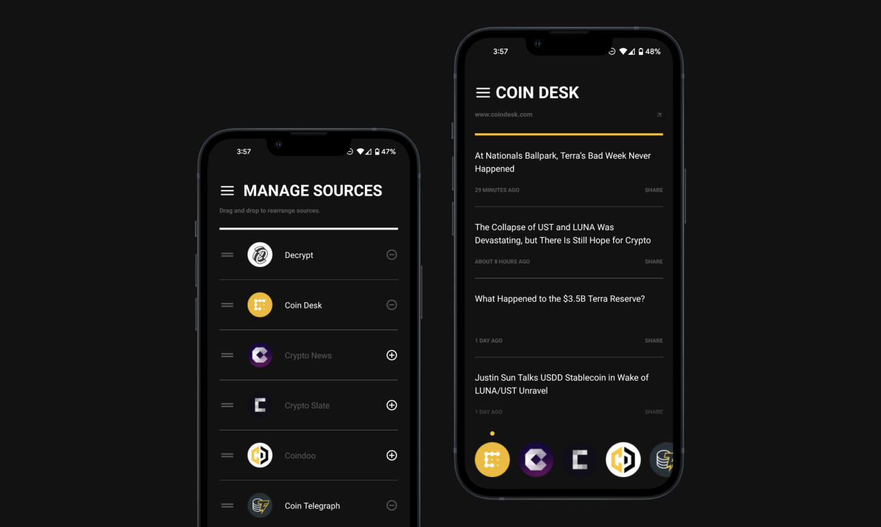 Mídia 2 de Alimentação de moedas - Nunca perca uma única atualização no cenário criptográfico e web3