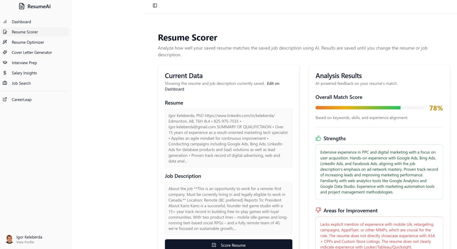 وسائط Resumeai - رفيق الوظيفي النهائي - المقابلات الأرضية بشكل أسرع مع استئناف AI المحسنة 4