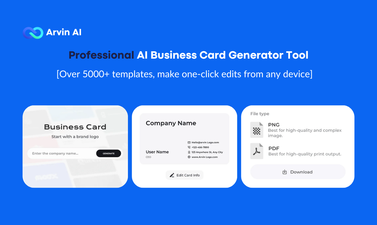 Arvin AI visitekaartje generator - Ontwerp een professionele visitekaartje media 2