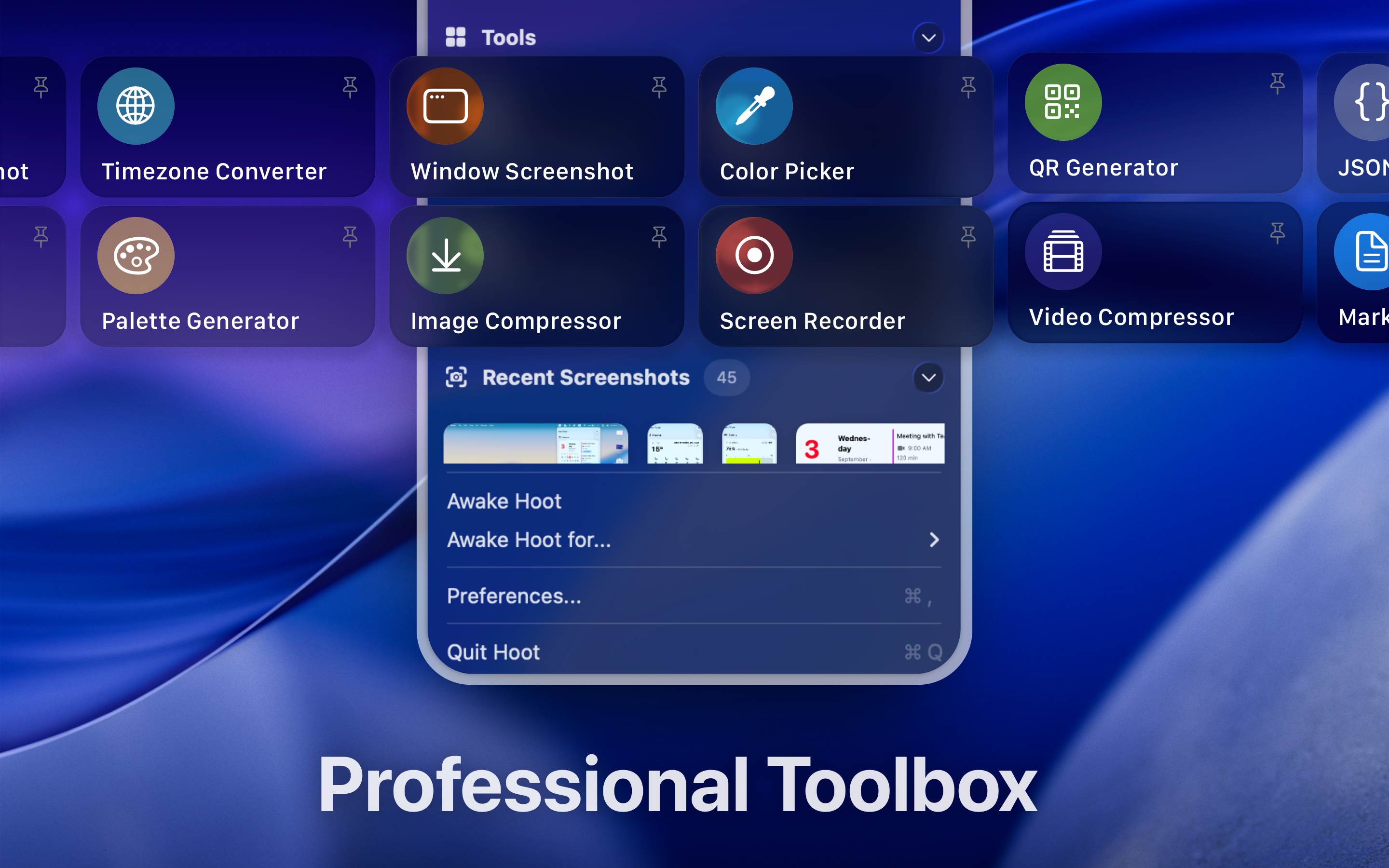 Média Hoot pour Mac - Widgets, outils, captures d'écran, écran de réveil dans votre menubar 4
