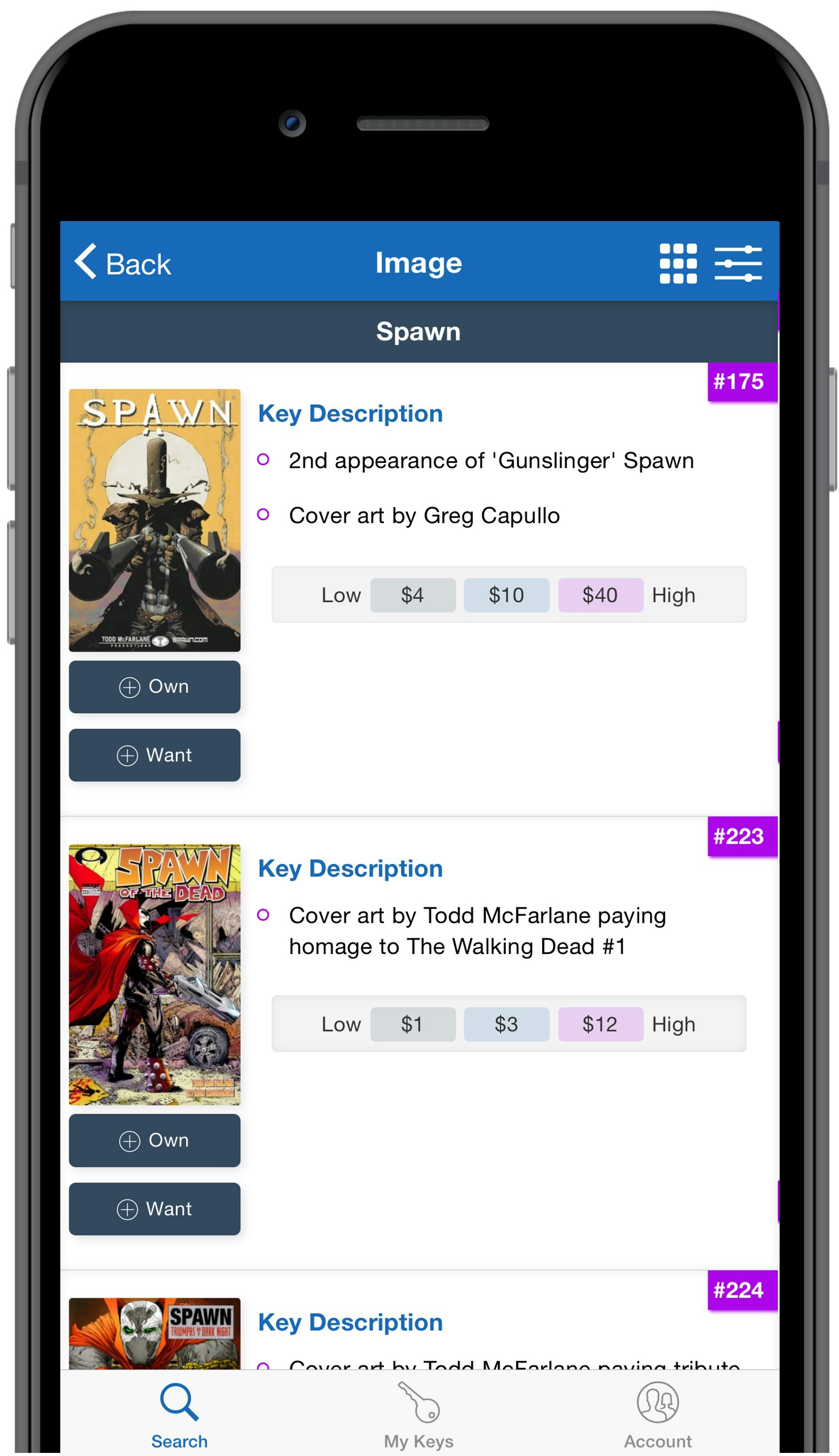 Key Collector Comics Mobile App gallery image