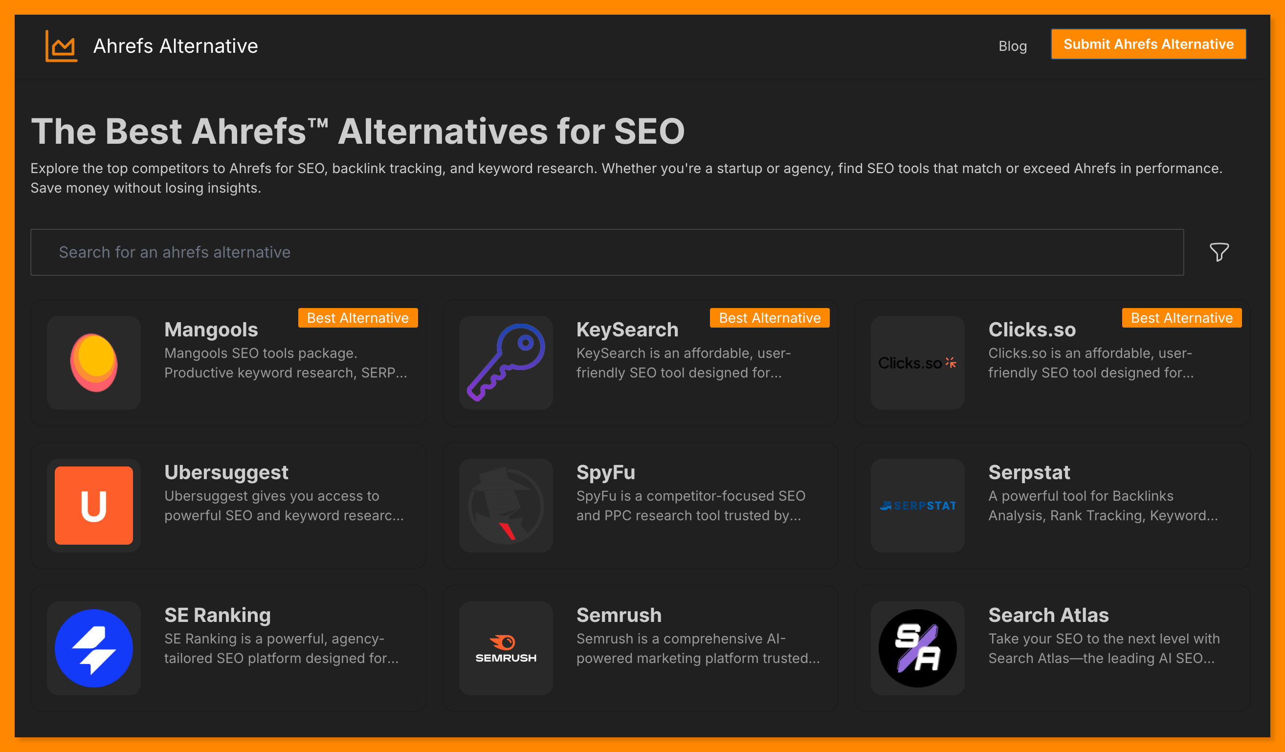 Mídia 3 de AHREFS Alternativa - Encontre ferramentas de SEO que correspondam ou excedam o AHREFs no desempenho