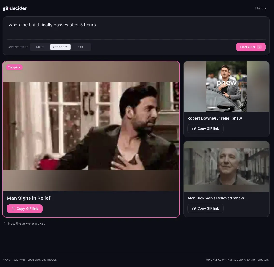 GIF Decider · the right GIF, decided gallery image