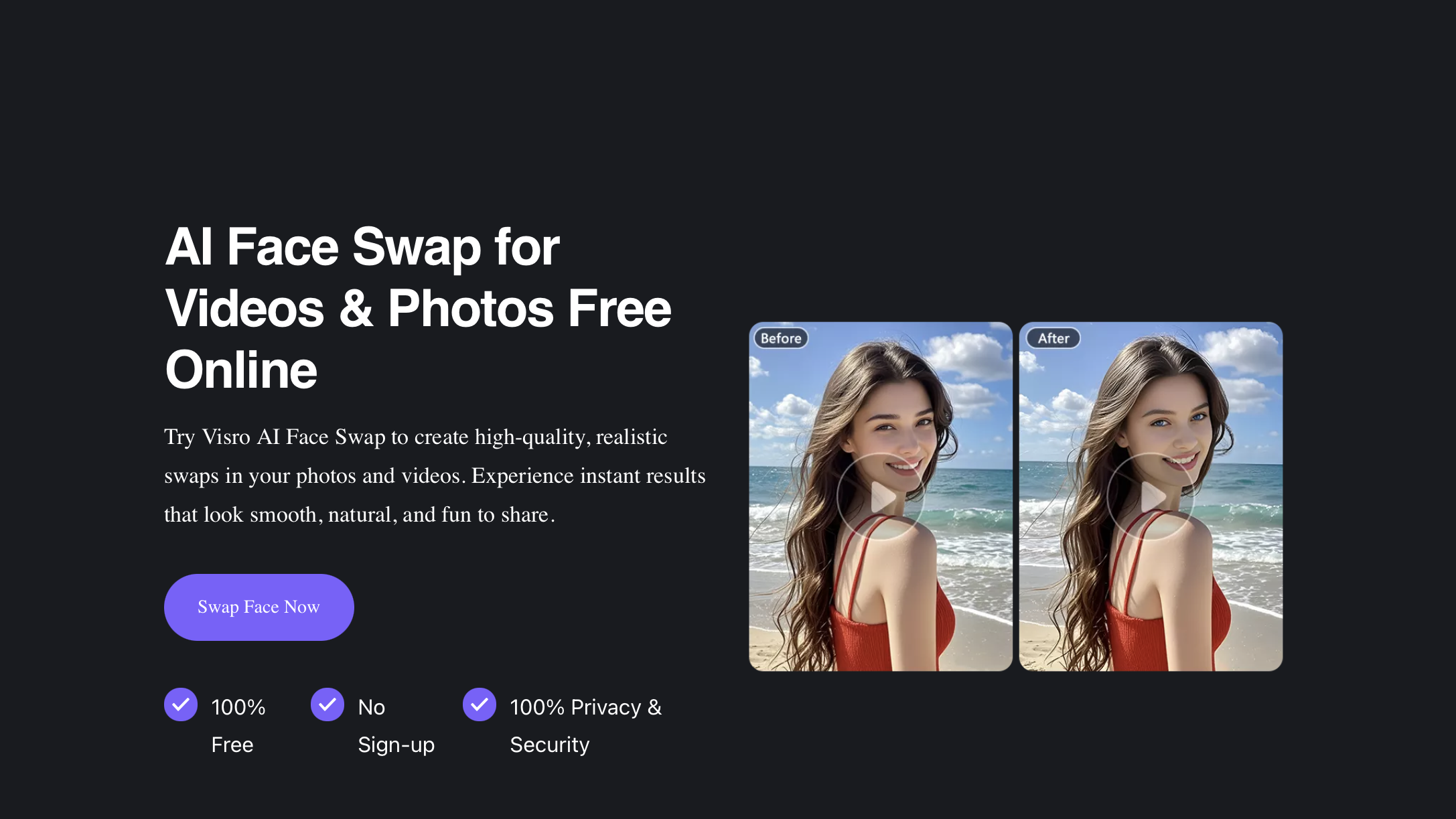 Média Échange de visage AI gratuit sur la photo et la vidéo - Échangeant instantanément n'importe quel visage avec Visro Ai en photo et vidéo 2