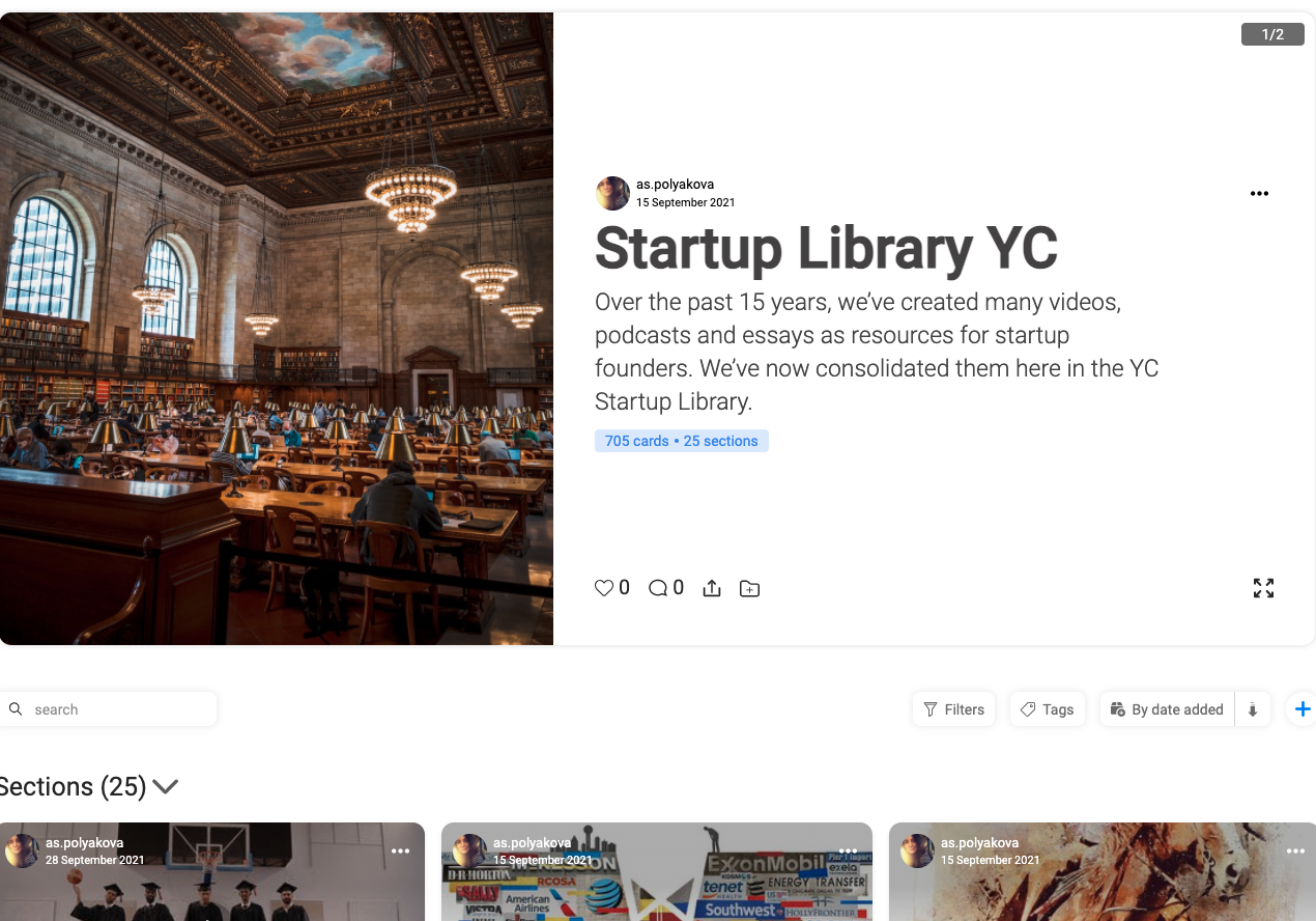 Redesign of the YC Library gallery image