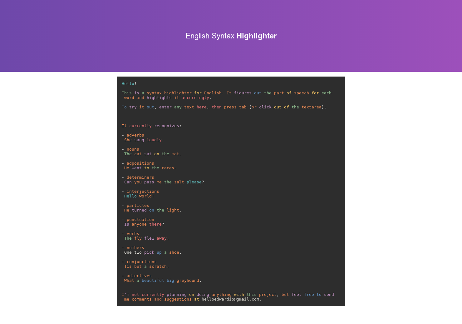 English Syntax Highlighter gallery image