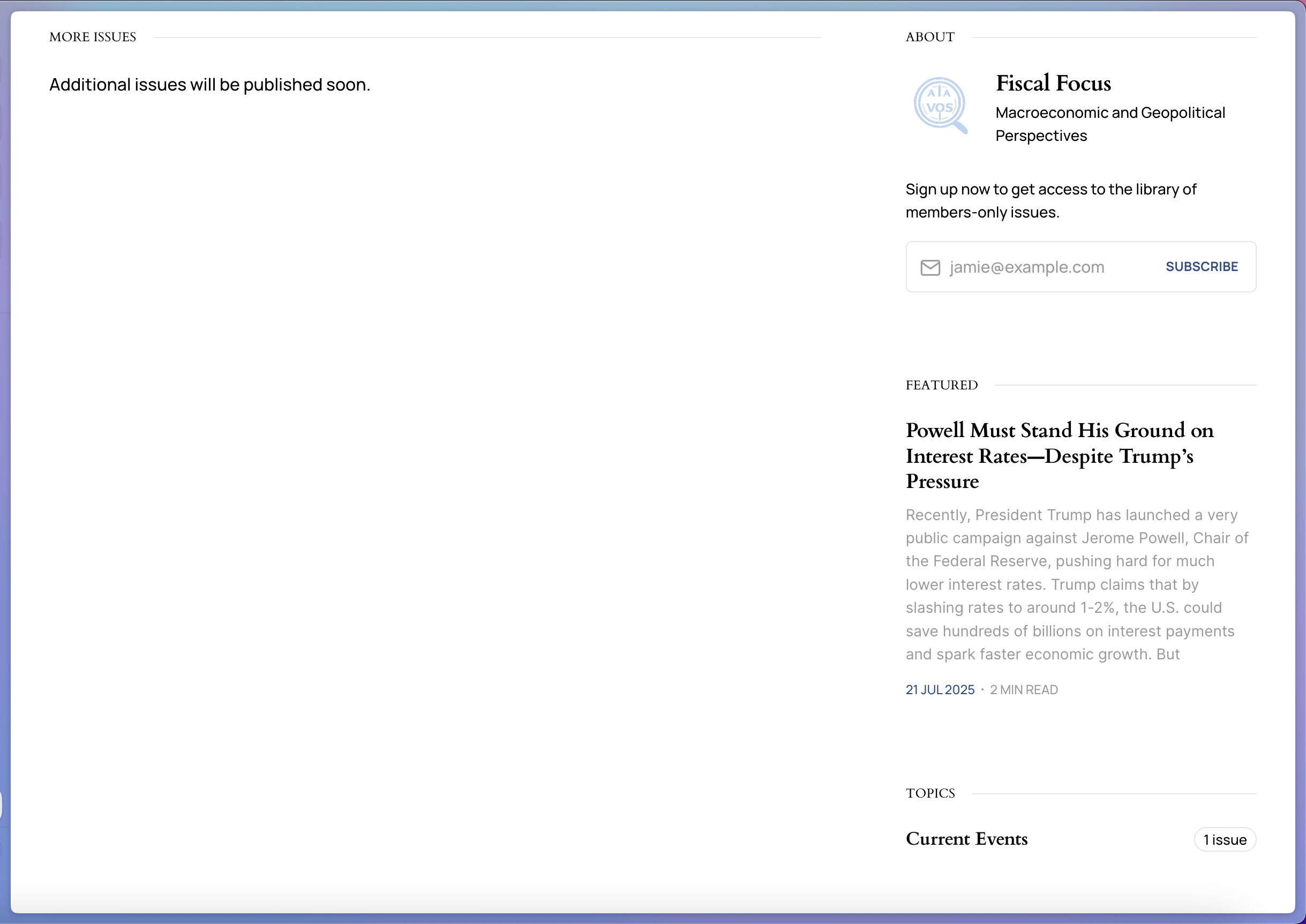 Fiscal Focus Newsletter gallery image