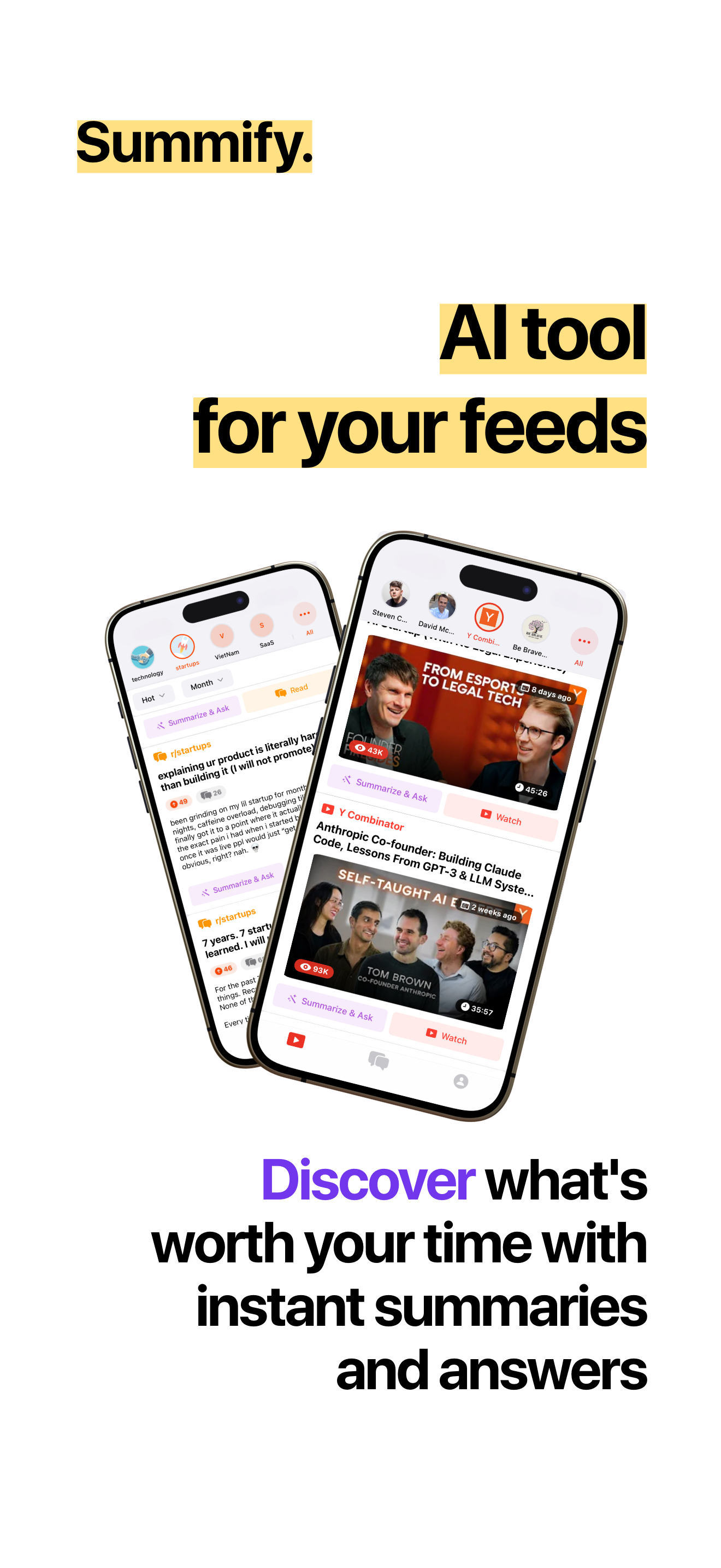 summify -ai for your feeds - フィードとチャット -  AIの要約は指先で。メディア1