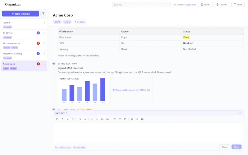 Organizer screenshot 2