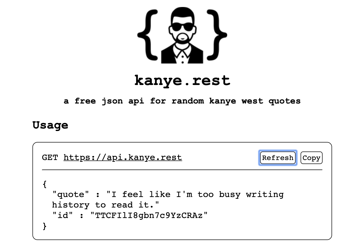 kanye.rest - Product Information, Updates, and 2023 | Product Hunt