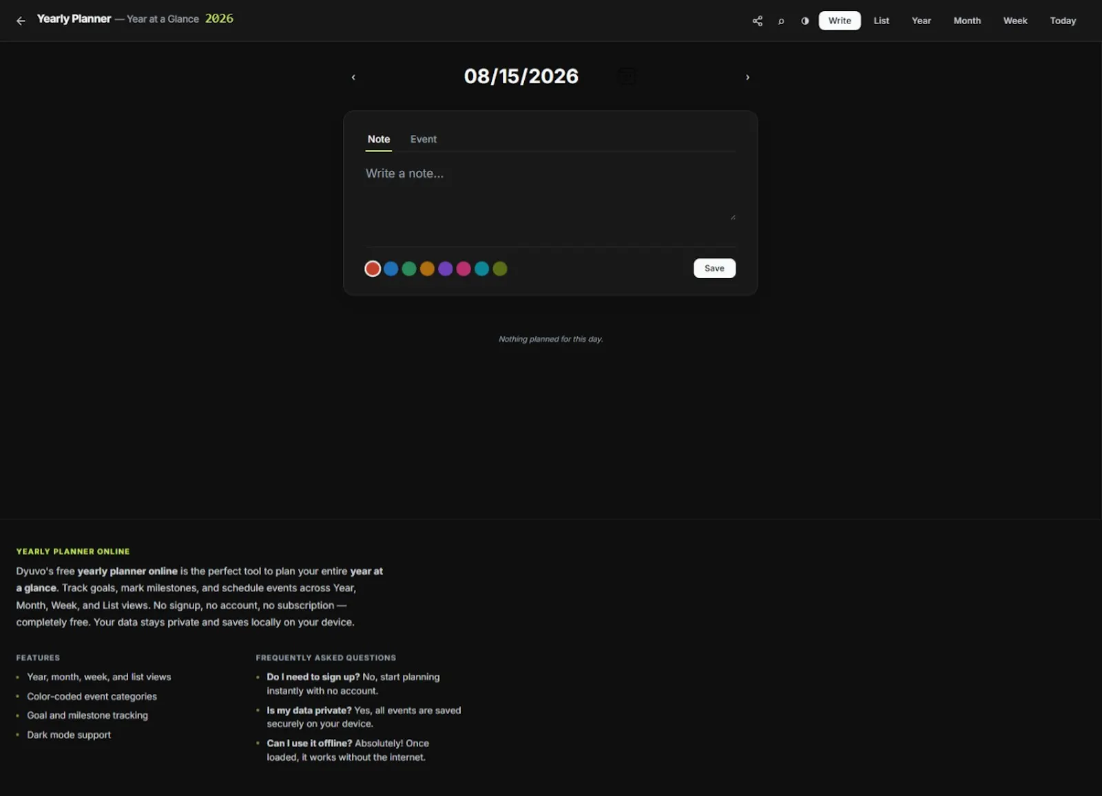 Dyuvo Yearly Planner screenshot 2