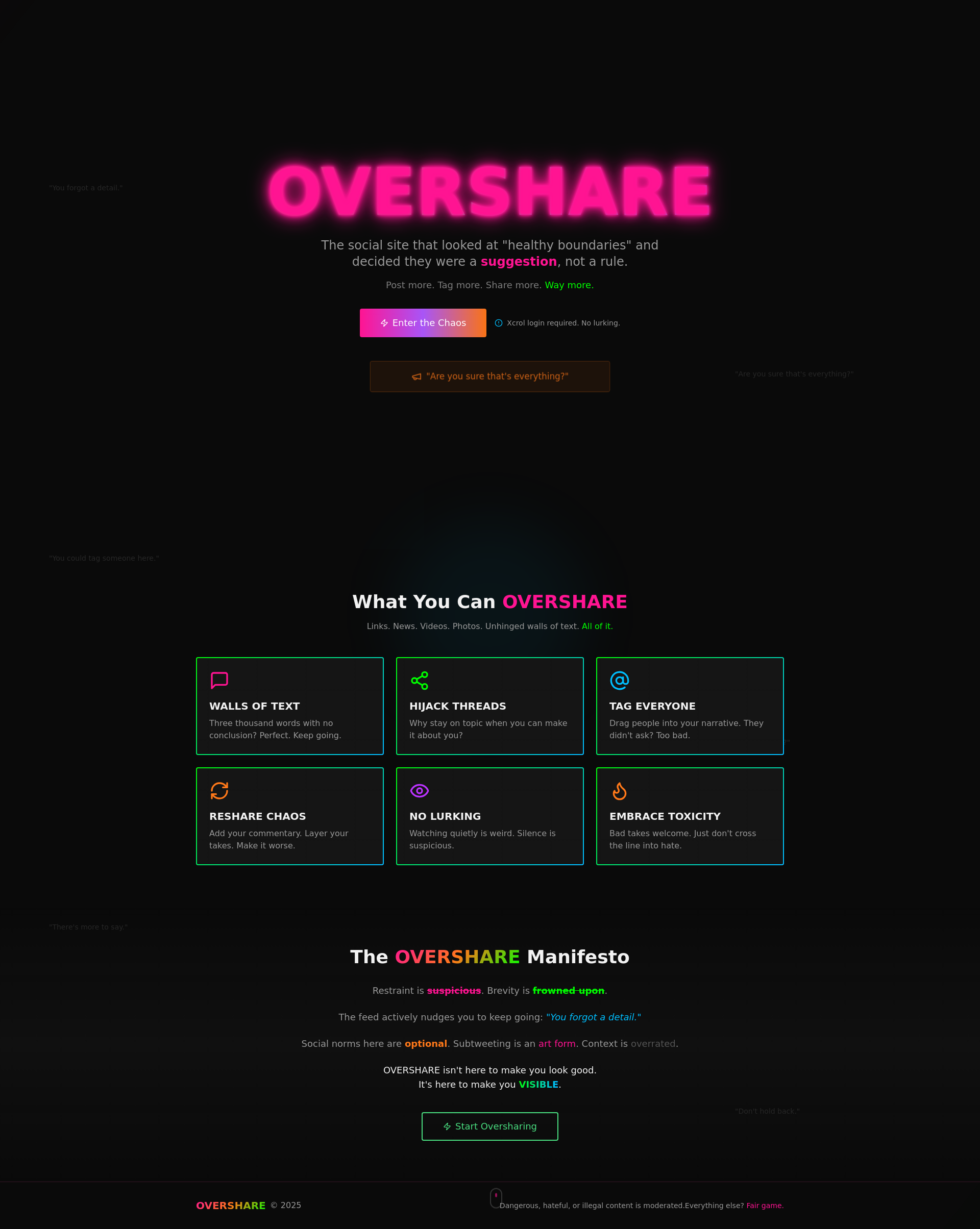 OVERSHARE - The Most Toxic Social Site  gallery image