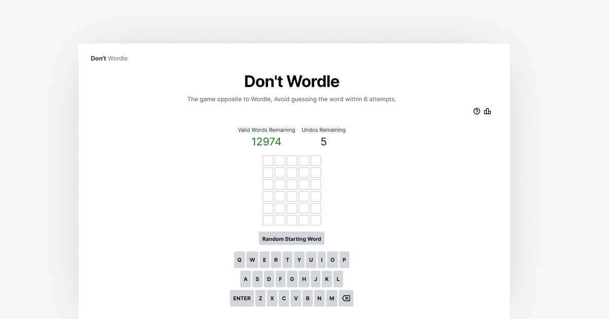 Don't Wordle - A word puzzle game