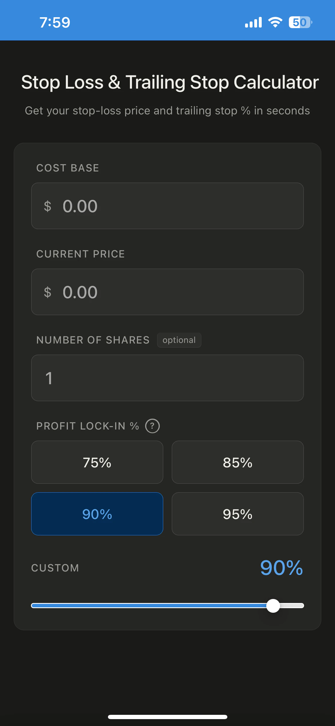 Stop Loss & Trailing Stop Calculator 截图 2