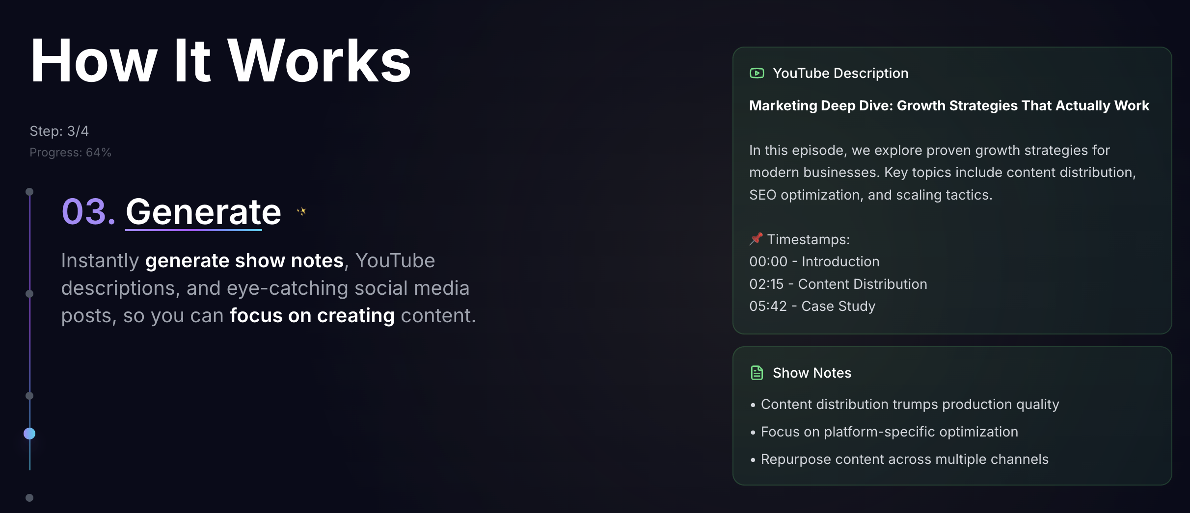 PodSummarize - Screenshot 4 showing product features and functionality