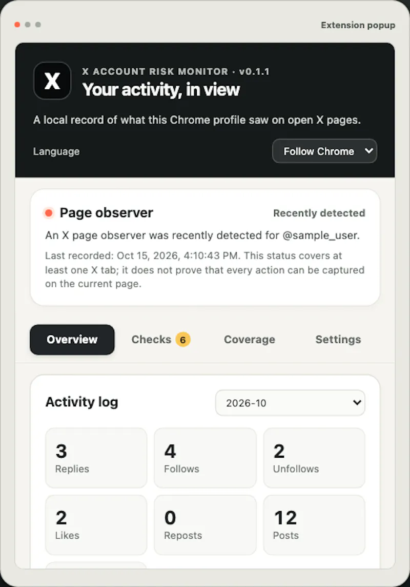 X Account Risk Monitor screenshot 1