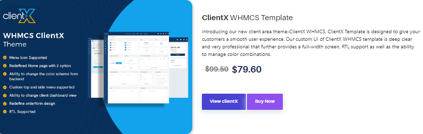 ClientX WHMCS Тема клиентской области - Установите свой профессиональный веб -сайт с темой ClientX медиа 2