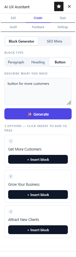 AI UX Assistant for WP gallery image