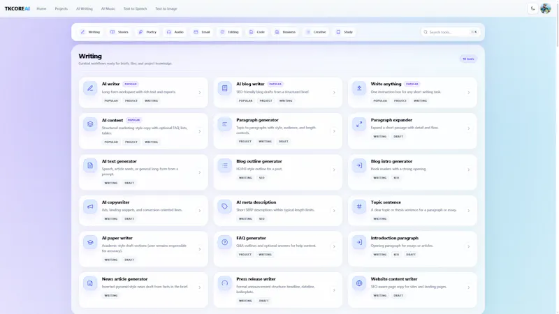 TKCORE AI screenshot 2