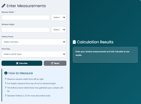 Calcolatore in stile tende - Strumento di misurazione online gratuito media 2