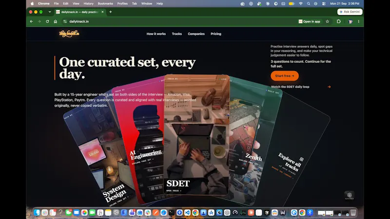 dailyknack.in — daily interview reps screenshot 1 (video preview)